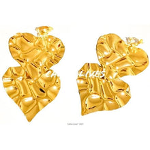Load image into Gallery viewer, Callie Big Love Silver Metal Hammered Heart Earrings
