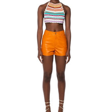 Load image into Gallery viewer, Stasia Shake Your Tangerine: Vegan Leather Short Shorts Small
