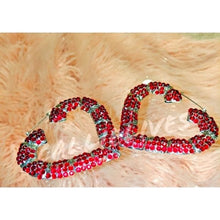 Load image into Gallery viewer, Callie Red: Bamboo Hearts: Bling 90s Style Earring
