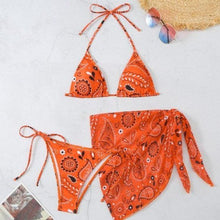 Load image into Gallery viewer, Stasia Paisley: Bandana Print String Triangle Bikini
