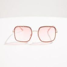 Load image into Gallery viewer, Callie Red Bling Rhinestone Embellished Gold Frame With Pink Lens
