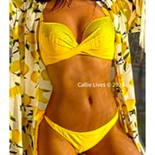 Load image into Gallery viewer, Callie Bling: Dripping Rhinestones Yellow Bikini LARGE
