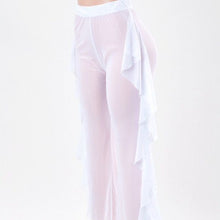 Load image into Gallery viewer, Callie White: See Through Me Mesh Ruffle Beach Coverup Pants
