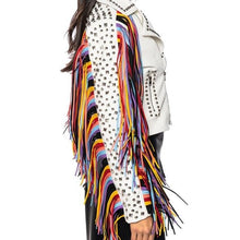 Load image into Gallery viewer, Miz God&#39;s Promise: Rainbow Fringe Studded Moto Jacket L
