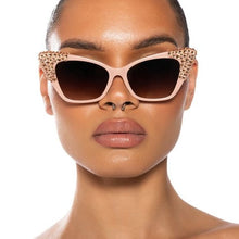 Load image into Gallery viewer, Callie Embellishing Eyes: Nude Rose Gold Rhinestone Sunglasses
