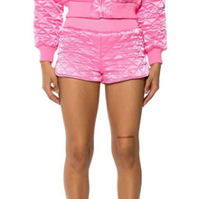 Load image into Gallery viewer, Stasia Boxing Day: Pink Em Off Quilted Satin Comfy Shorts  L
