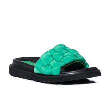 Load image into Gallery viewer, Miz Green Puffer Woven Nylon Slide Sandal 6
