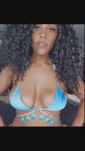 Load and play video in Gallery viewer, Callie Ombre Cloud: Seashell Rhinestone Scrunch Butt Blue Aqua Bikini
