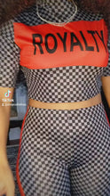 Load and play video in Gallery viewer, Miz Red Royalty: Checkered Black &amp; Gray Crop Top &amp; Bodycon Legging Set XL
