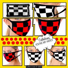 Load image into Gallery viewer, Wholesale 8 Pack: Miz ReadySetGo: Checkered Flag Red Black Flag Mask
