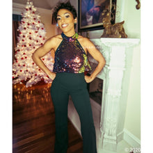 Load image into Gallery viewer, Callie Flow: Iridescent Sequin Halter Top Jumpsuit, Jumpsuits and Rompers, CallieLives 
