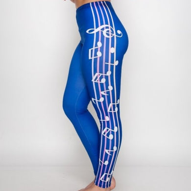 Stasia Plus: Blue Notes: Music Graphic leggings 1X, Leggings & Joggers, CallieLives 