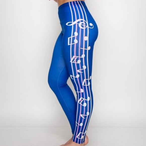Stasia Plus: Blue Notes: Music Graphic leggings 1X, Leggings & Joggers, CallieLives 