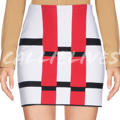 Callie ALAÏA ColorBlock Grid Rectangle Mini Skirt, Shorts and Skirts, CallieLives 