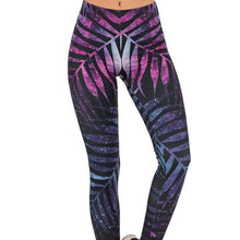 Load image into Gallery viewer, Wholesale 2 Pack: Miz Starry Palm: Galaxy Leaf 3D illusion Graphic Leggings XL
