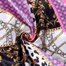 Load image into Gallery viewer, Elaine Fleur de Wild: Mixed Print Pink Cheetah Chain Link Satin Scarf
