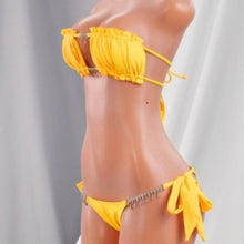 Cargar imagen en el visor de la galería, Stasia Booblicious Bold Yellow Dangling Rhinestone Charm String Bikini
