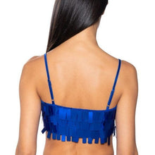Load image into Gallery viewer, Stasia Blue Shingle Stretch Sequin Bralette Top
