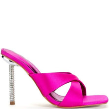 Load image into Gallery viewer, Callie Pink: Satin Bling Stiletto Mule Heel 6
