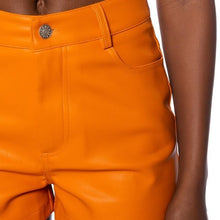 Cargar imagen en el visor de la galería, Stasia Shake Your Tangerine: Vegan Leather Short Shorts Small
