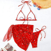 Lade das Bild in den Galerie-Viewer, Stasia Paisley: Bandana Print String Triangle Bikini
