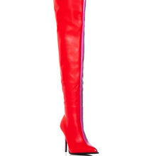 Ladda upp bild till gallerivisning, Callie Funny Valentine Red &amp; Pink Colorblock Thigh High OTK Boot
