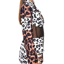 Carica l&#39;immagine nel visualizzatore di Gallery, Xena Cheetah: Mesh Corset Hook &amp; Eye Blazer Mixed Media Dress Large
