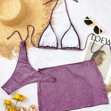 Charger l&#39;image dans la galerie, Stasia 3006: Shimmery Holographic Bikini Skirt Set

