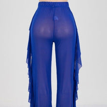 Load image into Gallery viewer, Miz Blue: See Through Me Mesh Ruffle Beach Coverup Sheer Pants
