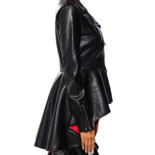 Cargar imagen en el visor de la galería, Xena Color Me Bad: Black High Low Peplum Moto Jacket Large

