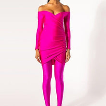 Lade das Bild in den Galerie-Viewer, Stasia Fuschia: Stretch Long Sleeve Ruched Pink Mini Dress
