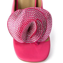 Load image into Gallery viewer, Callie Moi Bouquet: Pink Rhinestone Rose Thong Sandal
