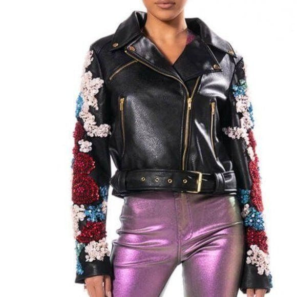 Wholesale Callie I Can Buy My Own Flowers: Vegan Leather Moto Jacket 2 Pack L XL