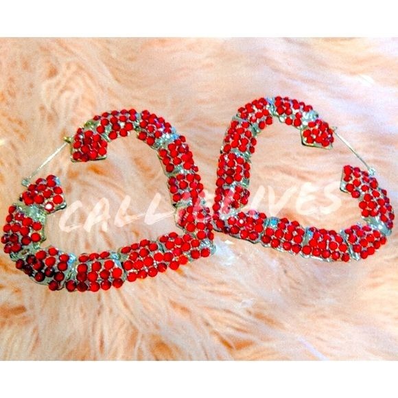 Callie Red: Bamboo Hearts: Bling 90s Style Earring