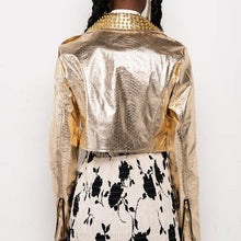 Load image into Gallery viewer, Wholesale Stasia Cropped &amp; Gilded: Gold Studded Moto Jacket 2 Pack L XL
