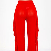 Load image into Gallery viewer, Xena Red: See Through Me Mesh Ruffle Beach Coverup Sheer Pants
