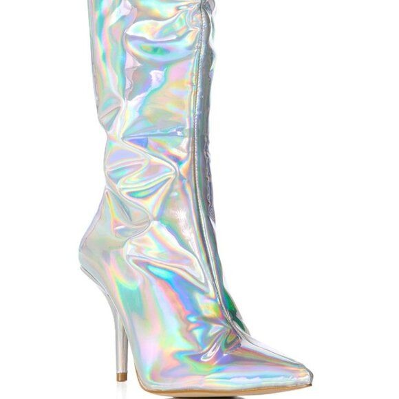 Callie Lives Stasia Azalea Wang Reflective Connection: Holographic Knee Boot 6