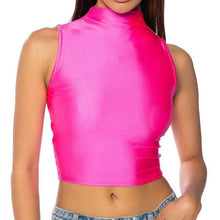 Load image into Gallery viewer, Stasia Neon: Pink Crop Sleeveless Biker Bodycon Tee
