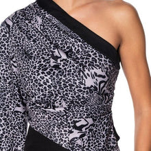Load image into Gallery viewer, Callie Wild: One Sleeve Leopard Animal Print Cold Shoulder Asymmetrical Top
