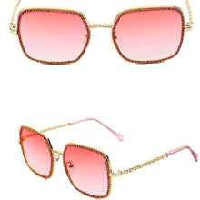 Carica l&#39;immagine nel visualizzatore di Gallery, Callie Red Bling Rhinestone Embellished Gold Frame With Pink Lens
