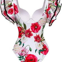 Load image into Gallery viewer, Elaine Betsy Vibe: Ruffle My Dots and Water My Flowers Retro Sweetheart Swimsuit
