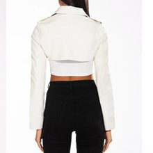 Lade das Bild in den Galerie-Viewer, Callie White Half My Heart Ultra Cropped Bolero Moto Jacket XL
