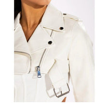 Lade das Bild in den Galerie-Viewer, Callie White Half My Heart Ultra Cropped Bolero Moto Jacket XL
