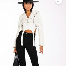 Lade das Bild in den Galerie-Viewer, Callie White Half My Heart Ultra Cropped Bolero Moto Jacket XL
