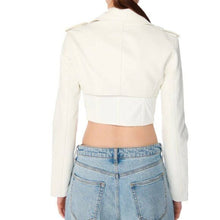 Lade das Bild in den Galerie-Viewer, Callie White Half My Heart Ultra Cropped Bolero Moto Jacket XL
