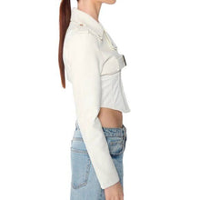 Lade das Bild in den Galerie-Viewer, Callie White Half My Heart Ultra Cropped Bolero Moto Jacket XL
