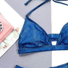 Ladda upp bild till gallerivisning, Stasia Royalty: Blue Holographic Bikini Swimsuit
