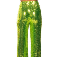 Load image into Gallery viewer, Callie Sparkling Lime Sequin Green Palazzo Pants Plus Size 2X
