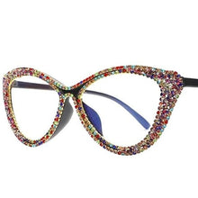 Load image into Gallery viewer, Calllie Cat-Eye: Glittery Glasses w/ Multicolored Rhinestone Embellished Frames
