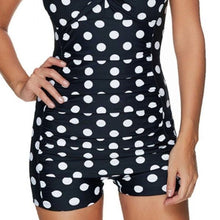 Load image into Gallery viewer, Elaine Retro Mod: Polka Dot Plus Size halter Padded Romper Shorts Swimsuit XXL

